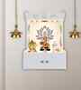 Beautiful Lotus Pattern White Wooden Wall Temple for Home With Inbuilt focus Lights & Spacious Shelf