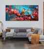 Beautiful Love Birds On A Branch With Pink Flowers Canvas Wall Painting