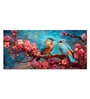 Beautiful Love Birds On A Branch With Pink Flowers Canvas Wall Painting