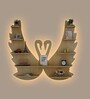 Beautiful Loving Swan Backlit Designer Wooden Wall Shelf