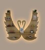 Beautiful Loving Swan Backlit Designer Wooden Wall Shelf