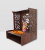 Beautiful Luxurious Wooden Temple for Home with Spacious Shelf & Inbuilt Focus Lights