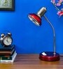 Beautiful Maroon & Chrome Metal Study Lamp