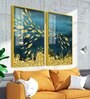 Beautiful Ocean View Of Golden Fish Acrylic Framed Art Panel (Set Of 2)