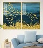 Beautiful Ocean View Of Golden Fish Acrylic Framed Art Panel (Set Of 2)
