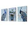 Beautiful Peacock Blue Synthetic Wood (Set of 3) Art Prints