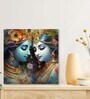 Beauty of Radha Krishna Multicolour Pine Wood Art Print