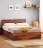Sheesham Wood King Size Bed in Honey Brown Finish with Box Storage
