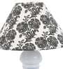Bed Side White Metal Table Lamp With Ikat Print Shade