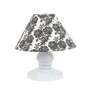 Bed Side White Metal Table Lamp With Ikat Print Shade