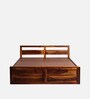 Sheesham Wood Queen Size Bed in Provencial Teak Finish with Box Storage