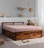 Sheesham Wood Queen Size Bed in Provencial Teak Finish with Box Storage