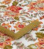 Orange Floral 144 TC Cotton King Size  King Size Bedsheet With 2 Pillow Cover