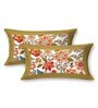 Orange Floral 144 TC Cotton King Size  King Size Bedsheet With 2 Pillow Cover