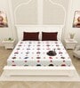 White Traditional print 144 TC Cotton King Size  Bedsheet With 2 Pillow Cover