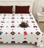 White Traditional print 144 TC Cotton King Size  Bedsheet With 2 Pillow Cover
