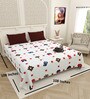 White Traditional print 144 TC Cotton King Size  Bedsheet With 2 Pillow Cover