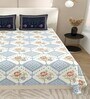 Blue Floral 144 TC Cotton King Size  Bedsheet With 2 Pillow Cover