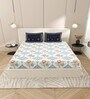 Blue Floral 144 TC Cotton King Size  Bedsheet With 2 Pillow Cover