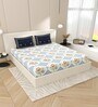 Blue Floral 144 TC Cotton King Size  Bedsheet With 2 Pillow Cover
