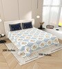 Blue Floral 144 TC Cotton King Size  Bedsheet With 2 Pillow Cover