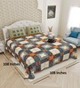 Cream Traditional print 144 TC Cotton King Size  Bedsheet With 2 Pillow Cover