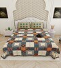Cream Traditional print 144 TC Cotton King Size  Bedsheet With 2 Pillow Cover