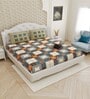 Cream Traditional print 144 TC Cotton King Size  Bedsheet With 2 Pillow Cover