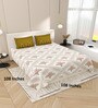 White Floral 144 TC Cotton King Size  Bedsheet With 2 Pillow Cover