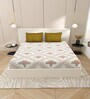 White Floral 144 TC Cotton King Size  Bedsheet With 2 Pillow Cover