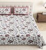 White Floral 144 TC Cotton King Size  King Size Bedsheet With 2 Pillow Cover