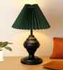 Green Bedside Black Table Lamp with Fabric Shade