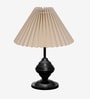 Brown Bedside Black Table Lamp with Fabric Shade