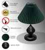 Green Bedside Black Table Lamp with Fabric Shade