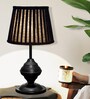 Black Bedside Table Lamp with Fabric Shade