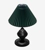 Green Bedside Black Table Lamp with Fabric Shade