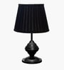 Black Bedside Table Lamp with Fabric Shade
