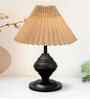 Brown Bedside Black Table Lamp with Fabric Shade