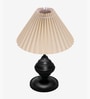 Brown Bedside Black Table Lamp with Fabric Shade