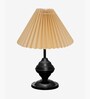 Brown Bedside Black Table Lamp with Fabric Shade