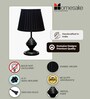 Black Bedside Table Lamp with Fabric Shade