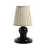 Bedside Black Metal Table lamp with offwhite pleated shade Tu Casa