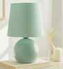 Bedside Ceramic Table Lamp with Mint Green Fabric Shade