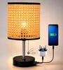 Bedside Lamp for Bedroom Nightstand Table Light with USB A | C Charging Port-Chain Pull Control
