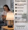 Bedside Lamp for Bedroom Nightstand Table Light with USB A | C Charging Port-Chain Pull Control