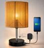 Bedside Lamp for Bedroom Nightstand Table Light with USB A | C Charging Port-Chain Pull Control