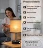 Bedside Lamp for Bedroom Nightstand Table Light with USB A | C Charging Port-Chain Pull Control