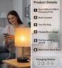 Bedside Lamp for Bedroom Nightstand Table Light with USB A | C Charging Port-Chain Pull Control