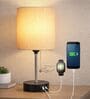 Bedside Lamp for Bedroom Nightstand Table Light with USB A | C Charging Port-Chain Pull Control