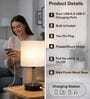 Bedside Lamp for Bedroom Nightstand Table Light with USB A | C Charging Port-Chain Pull Control
